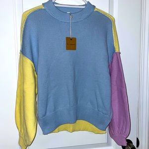 NWT Vici Blue Pepper Color-block Sweater M